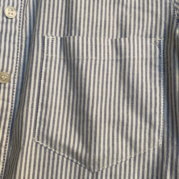 Blue & White Pin Stripe Seer Sucker J Crew Half Button Down XXS - Picture 5 of 6
